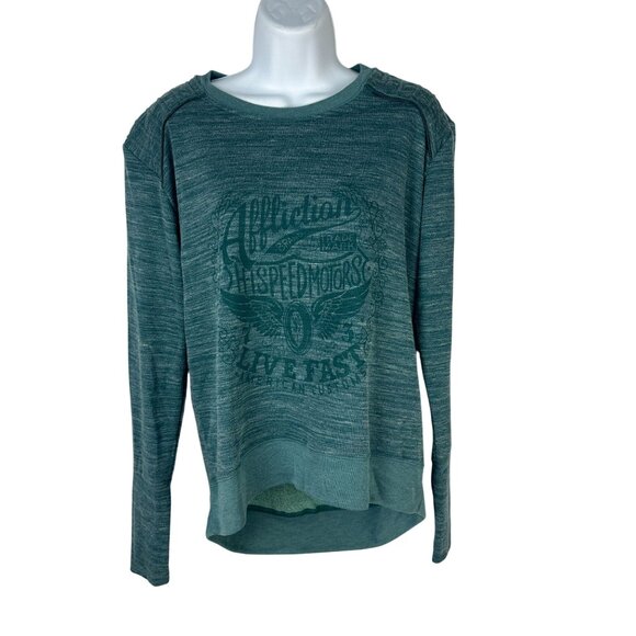 Affliction Black Premium Size Small Womens High-Speed Motors Graphic Top - Picture 1 of 9